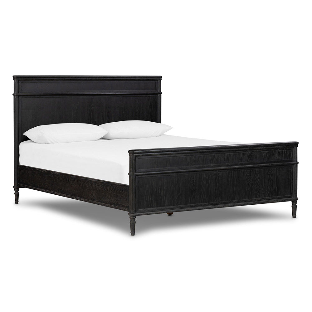 Toulouse Bed, Distressed Black Bedroom Four Hands Queen  