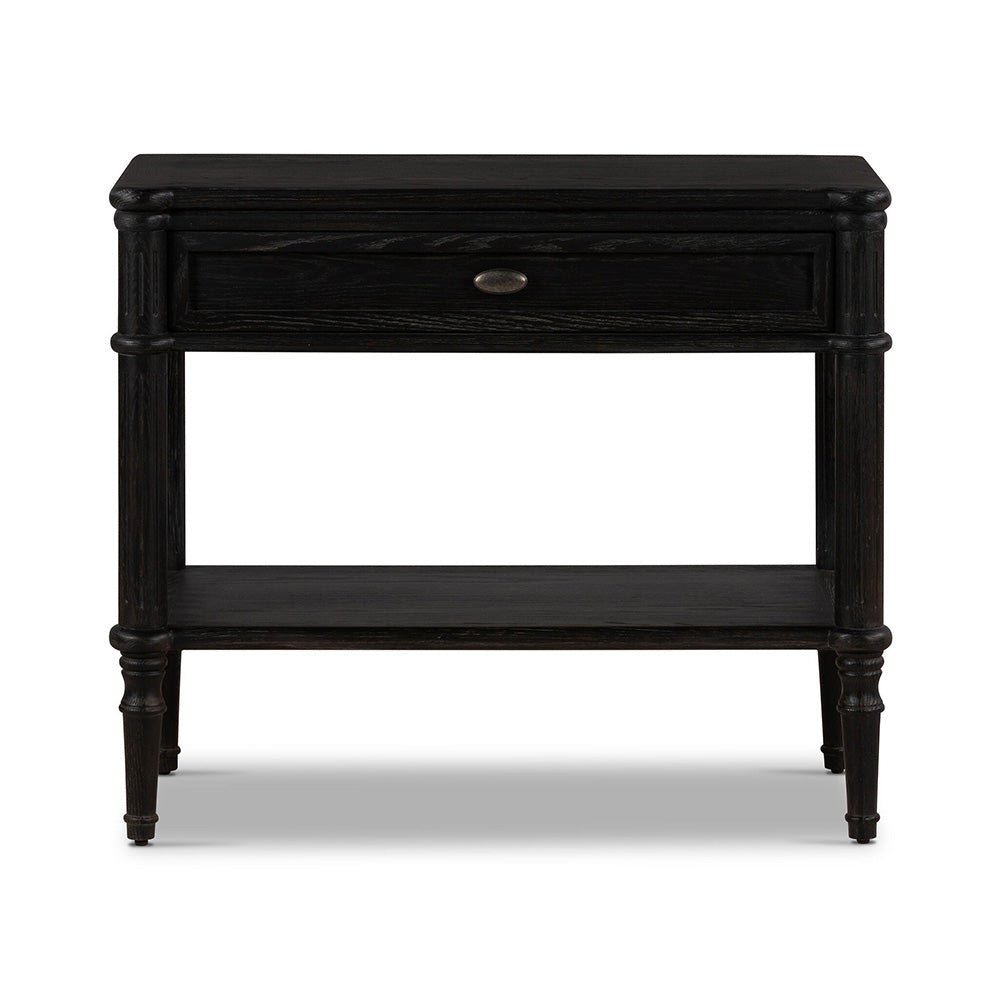 Toulouse Nightstand, Distressed Black Bedroom Four Hands   