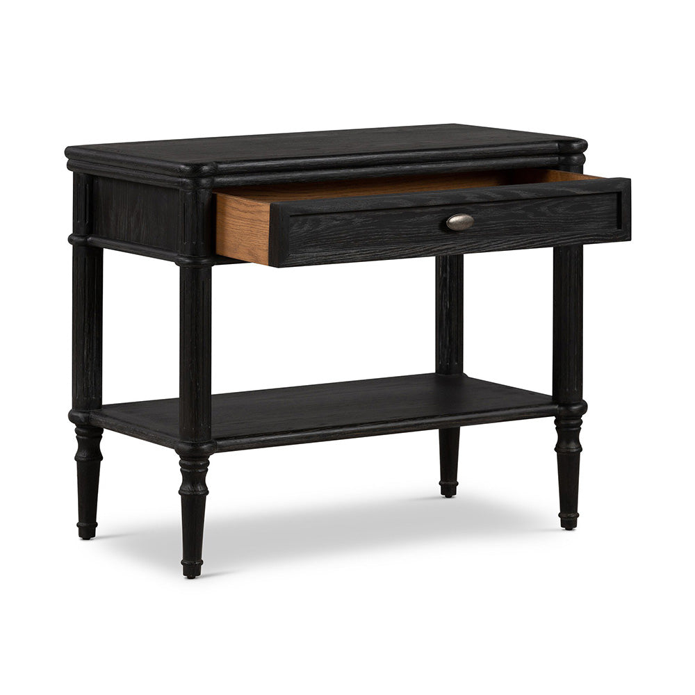 Toulouse Nightstand, Distressed Black Bedroom Four Hands   