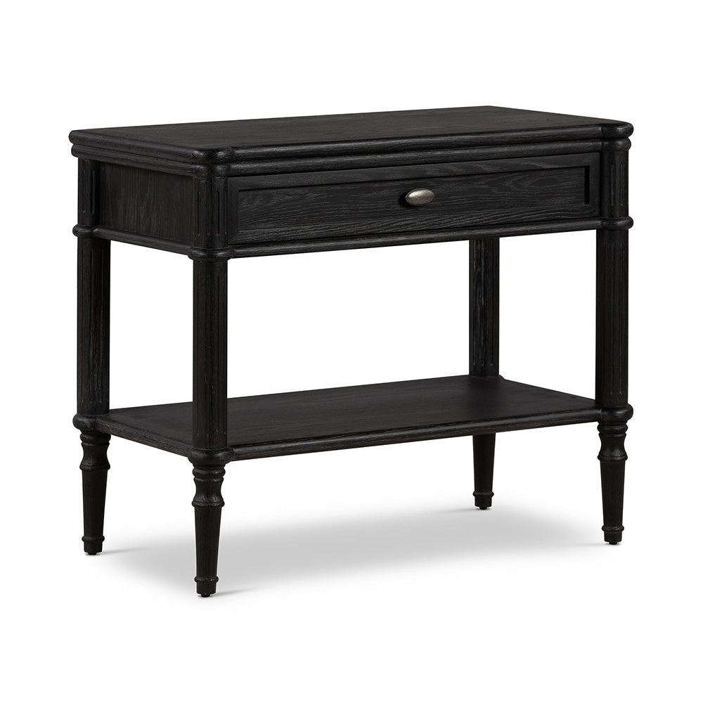 Toulouse Nightstand, Distressed Black Bedroom Four Hands   