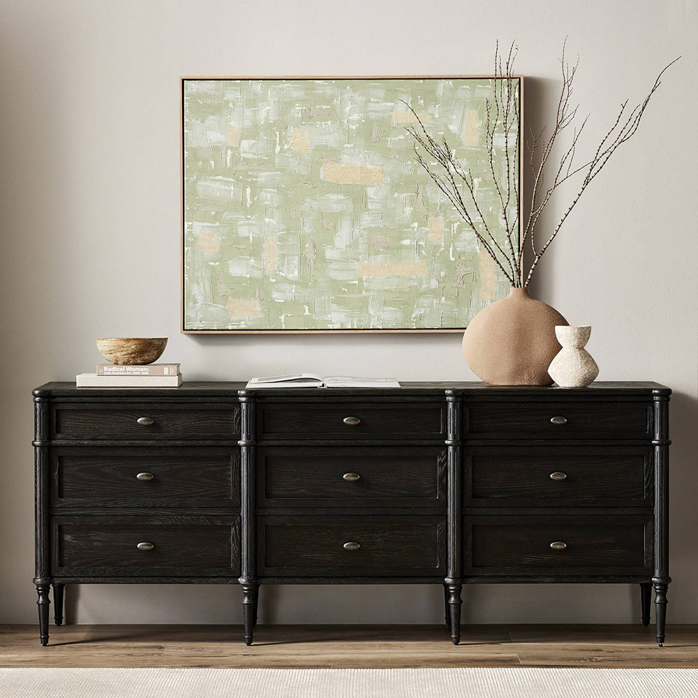 Toulouse 9 Drawer Dresser, Distressed Black Bedroom Four Hands   