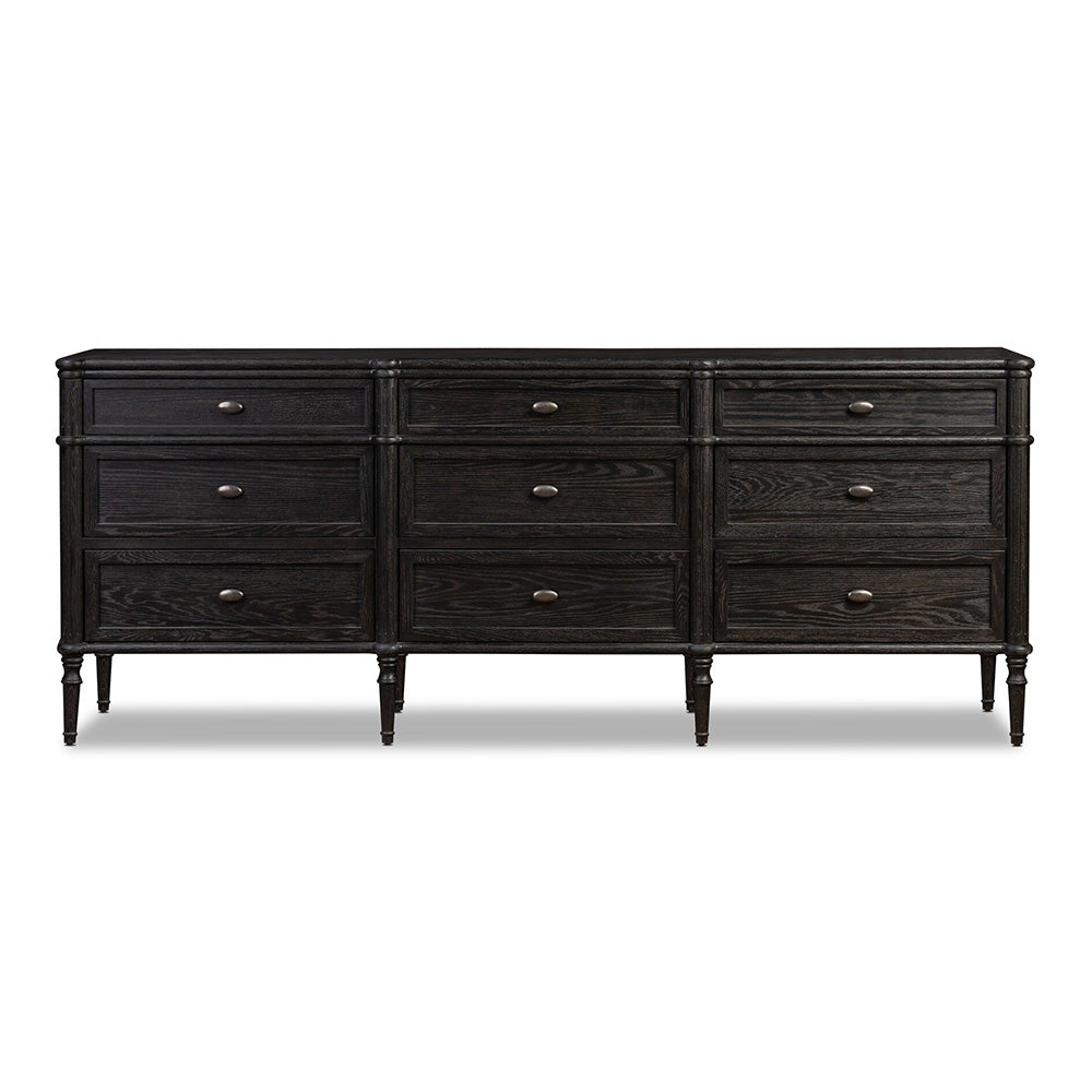 Toulouse 9 Drawer Dresser, Distressed Black Bedroom Four Hands   