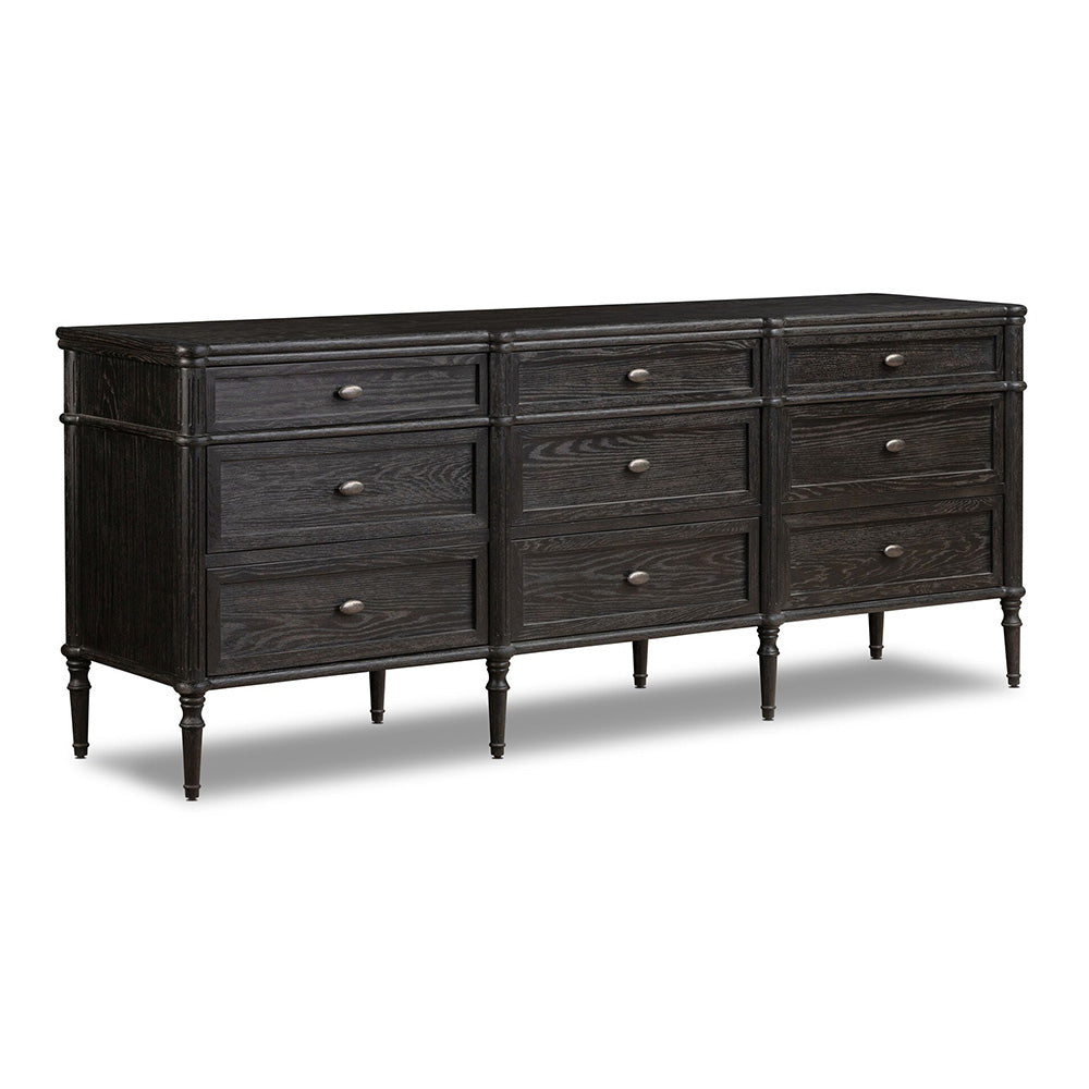 Toulouse 9 Drawer Dresser, Distressed Black Bedroom Four Hands   