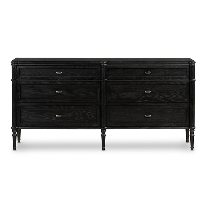 Toulouse 6 Drawer Dresser, Distressed Black Bedroom Four Hands   