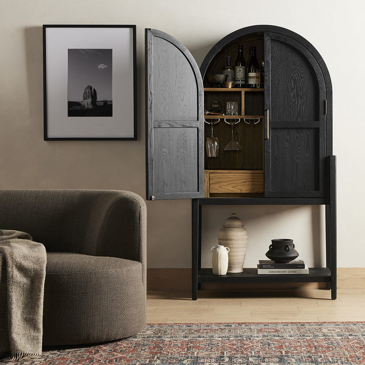 Tolle Bar Cabinet, Drifted Matte Black Dining Room Four Hands   