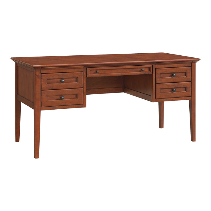 McKenzie 4-Drawer Desk Home Office Whittier Wood Glazed Antique Cherry