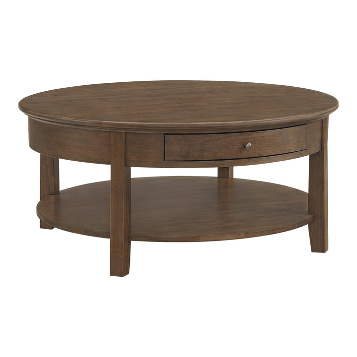 McKenzie Round Cocktail Table Living Room Whittier Wood Java