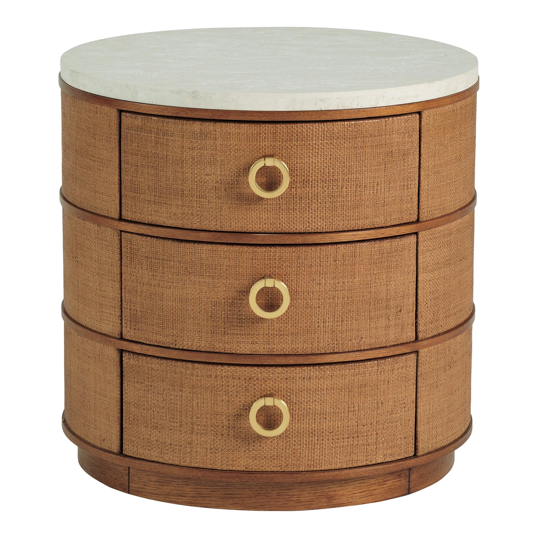 Palm Desert Banning Raffia Round Lamp Table Living Room Tommy Bahama Home