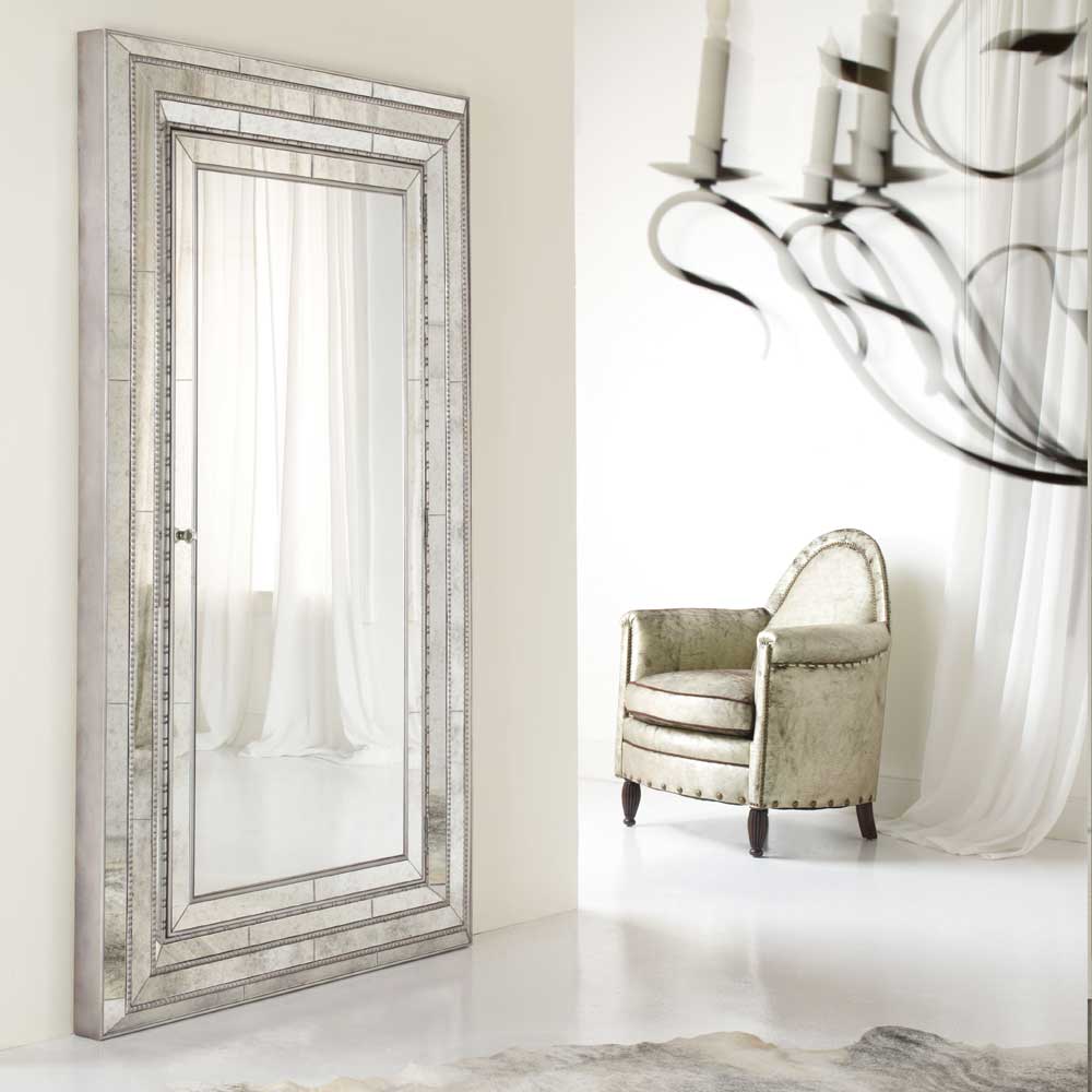Melange Glamour Floor Mirror w/ Jewelry Armoire Storage
