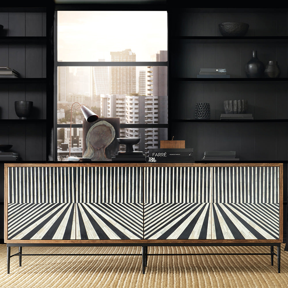 Commerce & Market Linear Perspective Credenza Living Room Hooker Furniture   