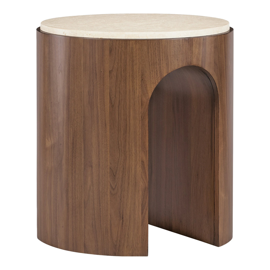 Eleana Round End Table – Wood Base with Marble Top Living Room Hooker Furniture