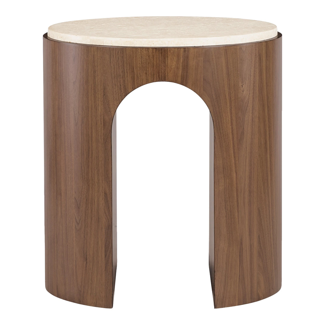 Eleana Round End Table – Wood Base with Marble Top Living Room Hooker Furniture
