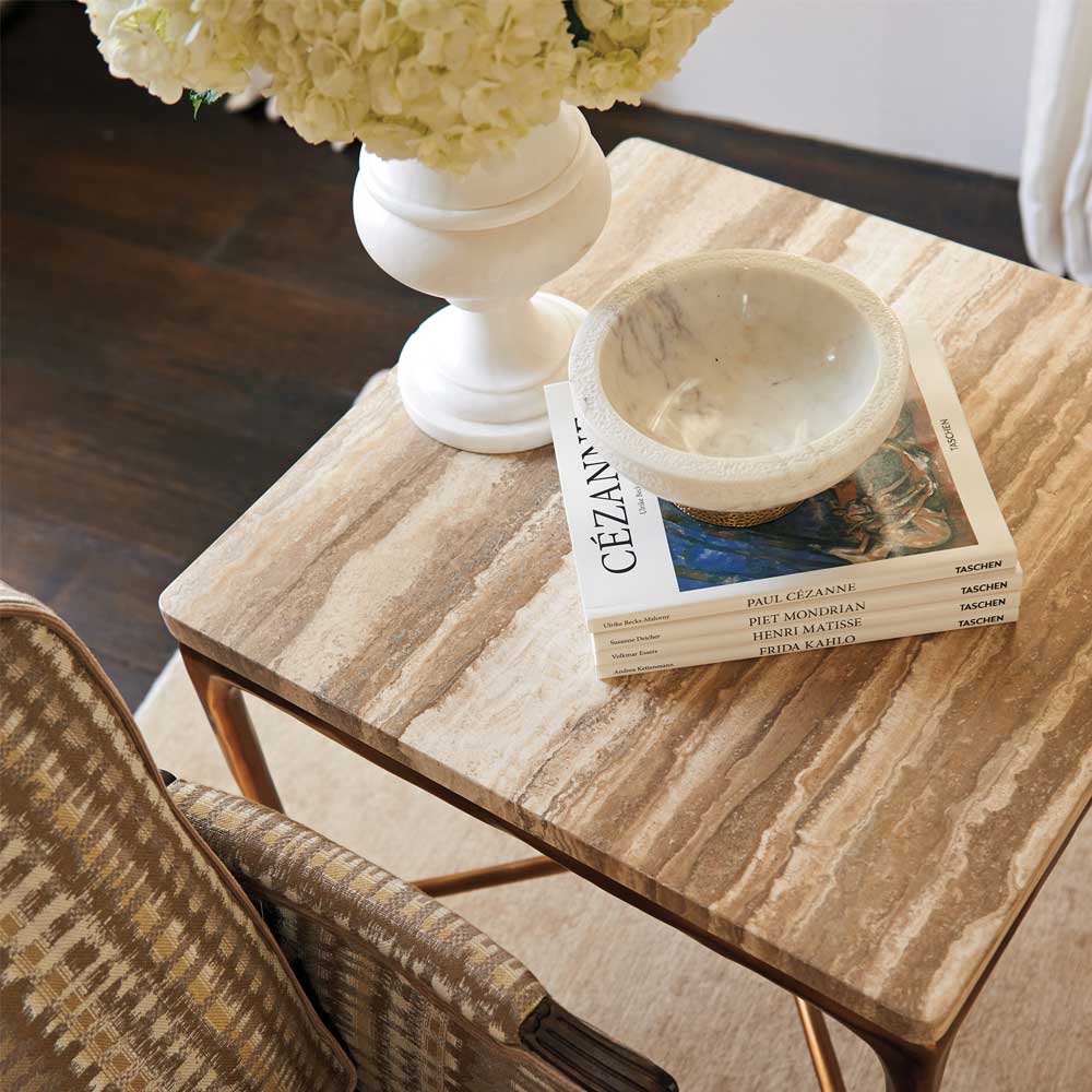 Silverado Menlo Park Metal End Table with Stone Top Living Room Lexington