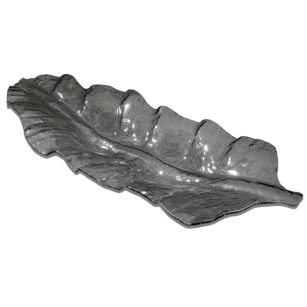 Smoked Leaf Glass Tray Accessories Uttermost