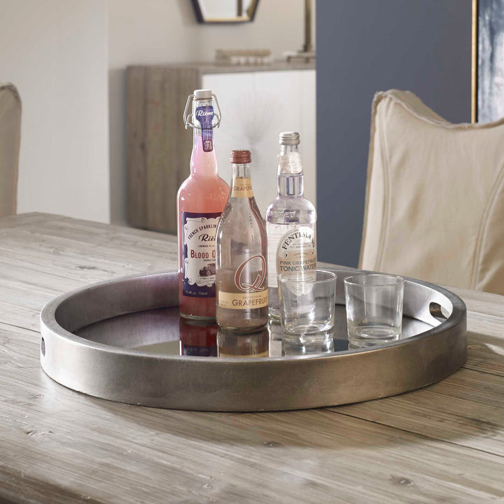 Bechet Round Silver Tray Accessories Uttermost