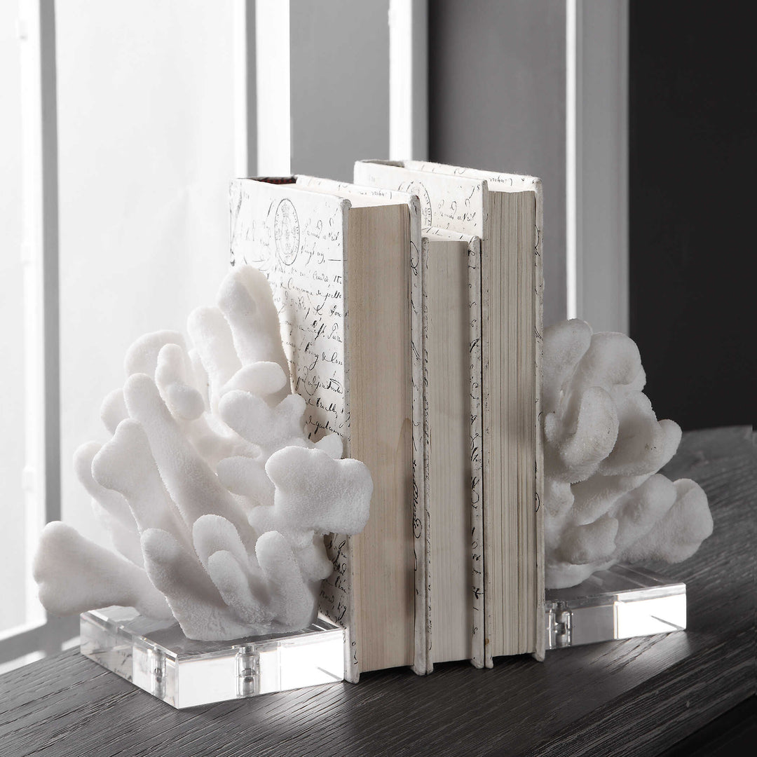 Charbel White Bookends Set of 2 Accessories Uttermost