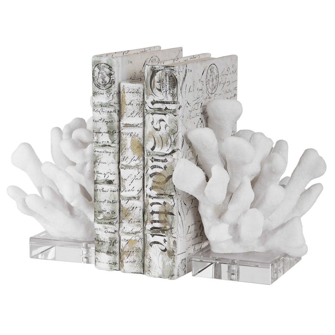Charbel White Bookends Set of 2 Accessories Uttermost