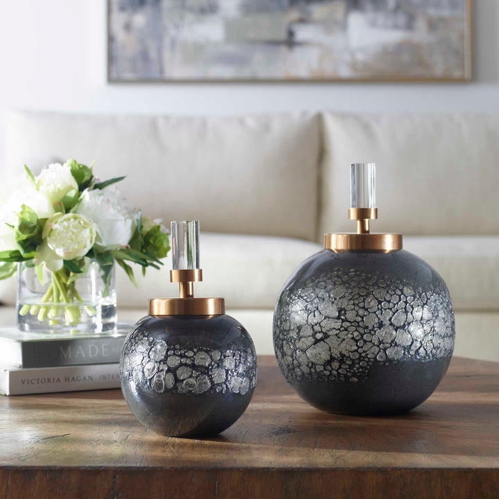 Cessair Art Glass Bottles Set of 2 Accessories Uttermost