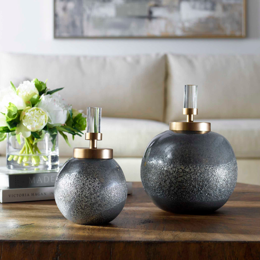 Cessair Art Glass Bottles Set of 2 Accessories Uttermost