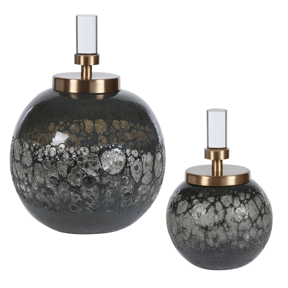 Cessair Art Glass Bottles Set of 2 Accessories Uttermost
