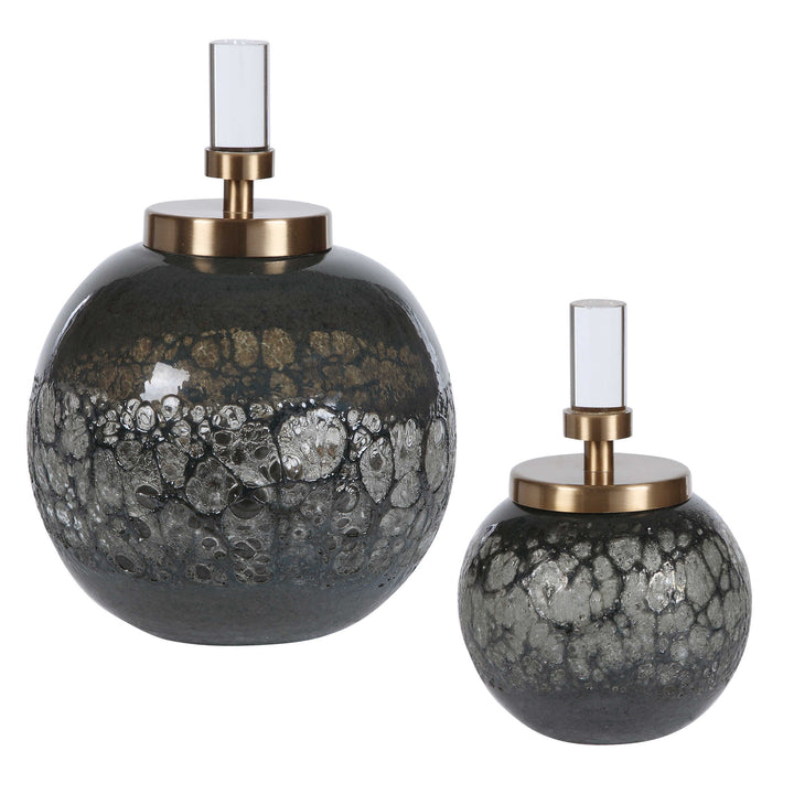 Cessair Art Glass Bottles Set of 2 Accessories Uttermost