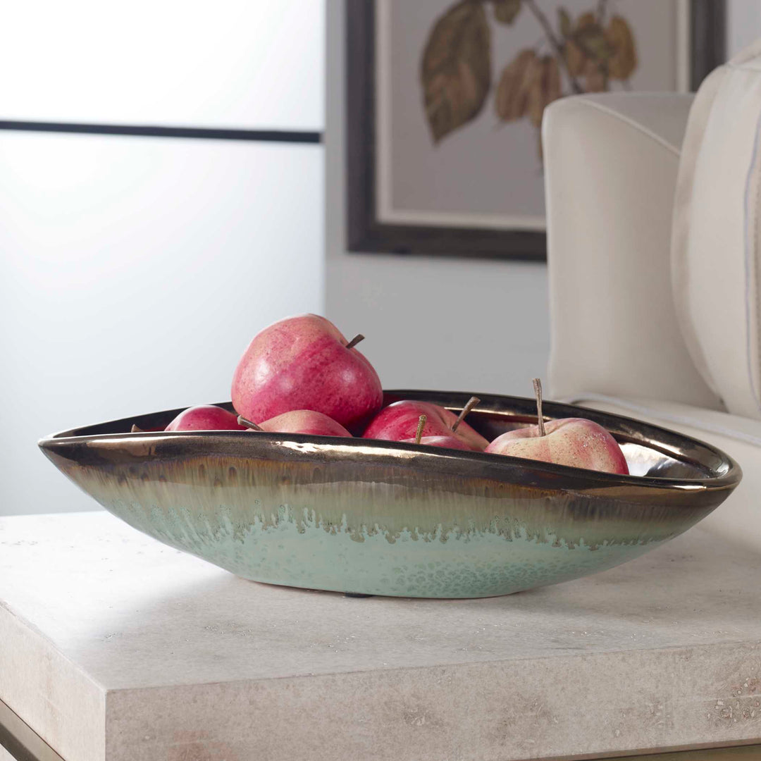 Iroquois Green Glaze Bowl Accessories Uttermost