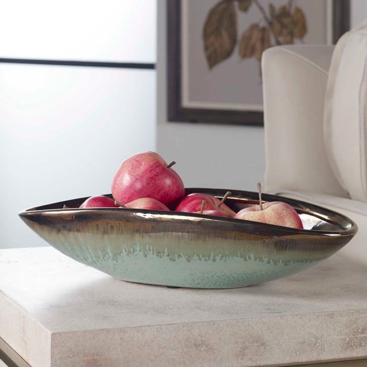Iroquois Green Glaze Bowl Accessories Uttermost