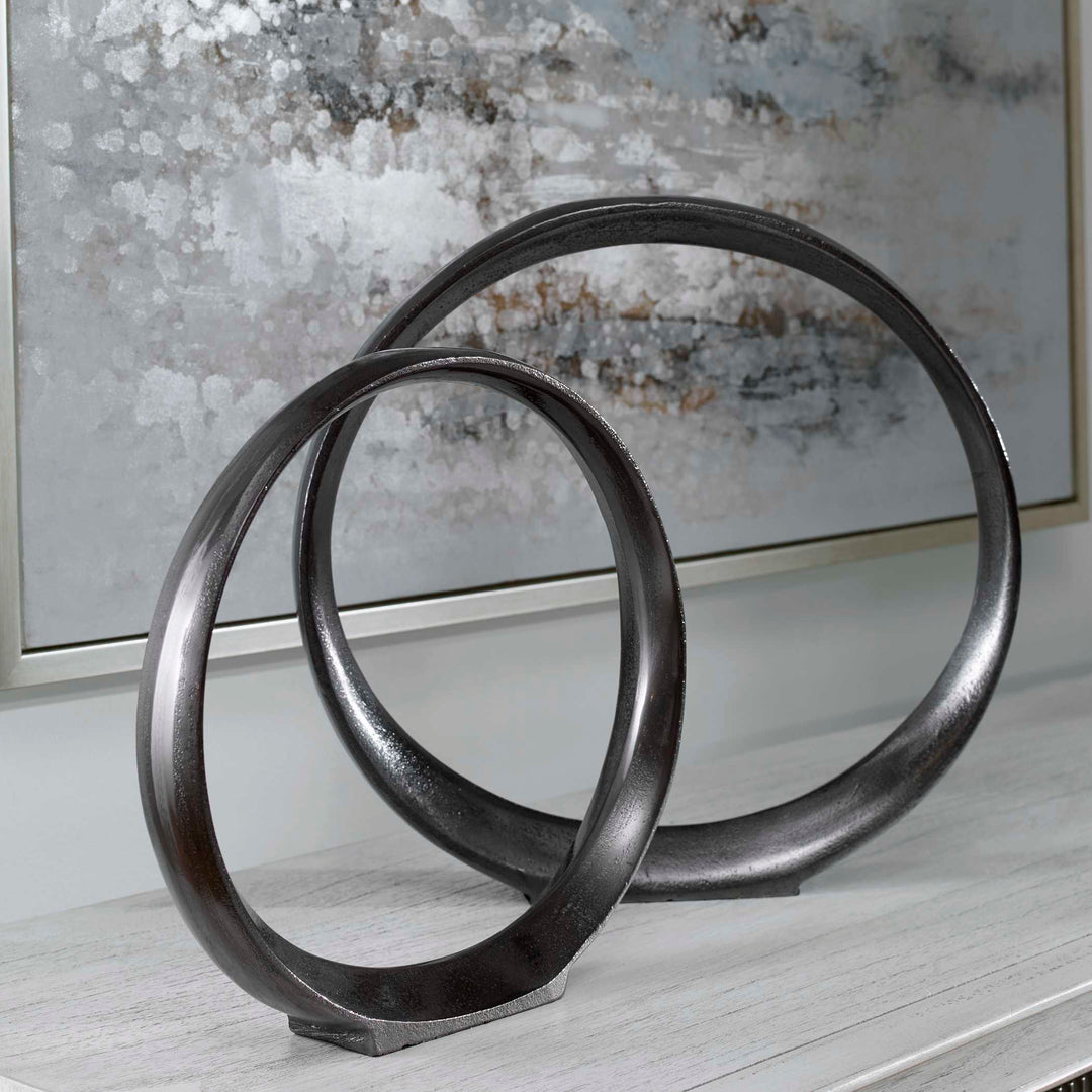 Orbits Black Ring Sculptures Set of 2 Accessories Uttermost