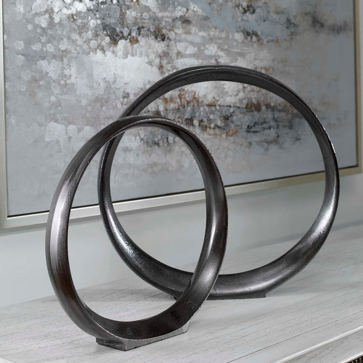 Orbits Black Ring Sculptures Set of 2 Accessories Uttermost