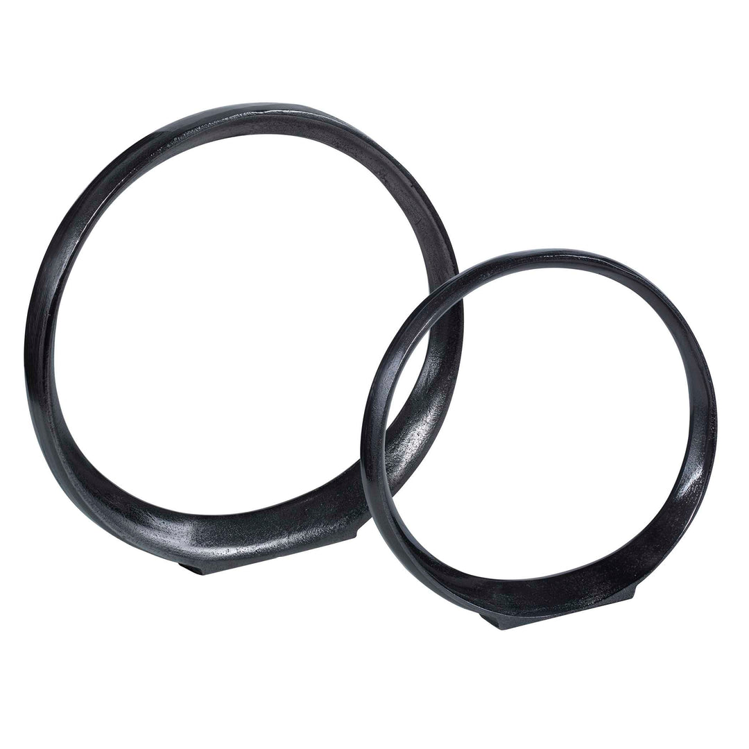 Orbits Black Ring Sculptures Set of 2 Accessories Uttermost