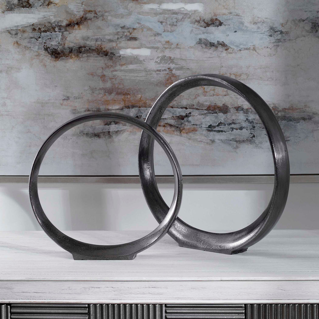 Orbits Black Ring Sculptures Set of 2 Accessories Uttermost
