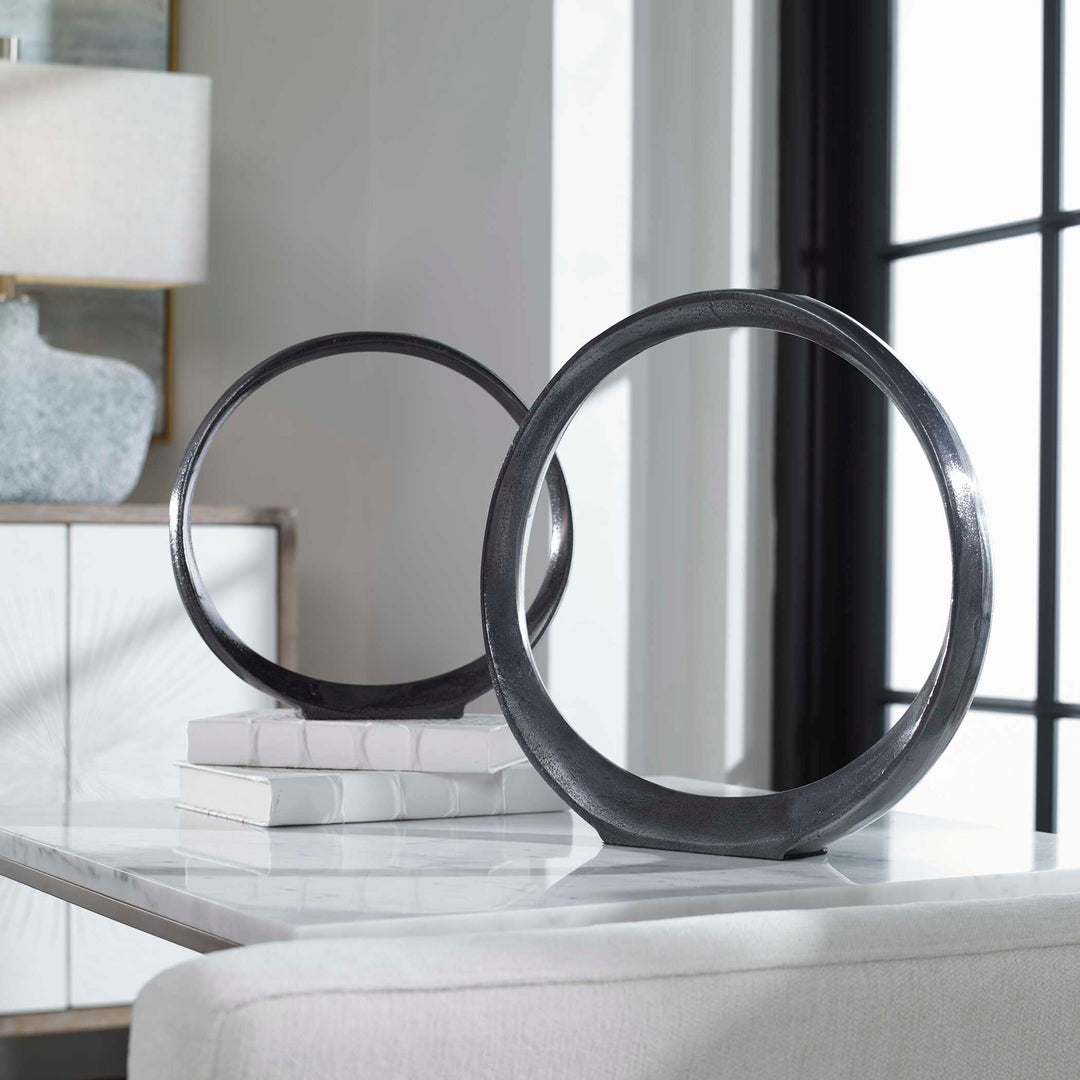 Orbits Black Ring Sculptures Set of 2 Accessories Uttermost
