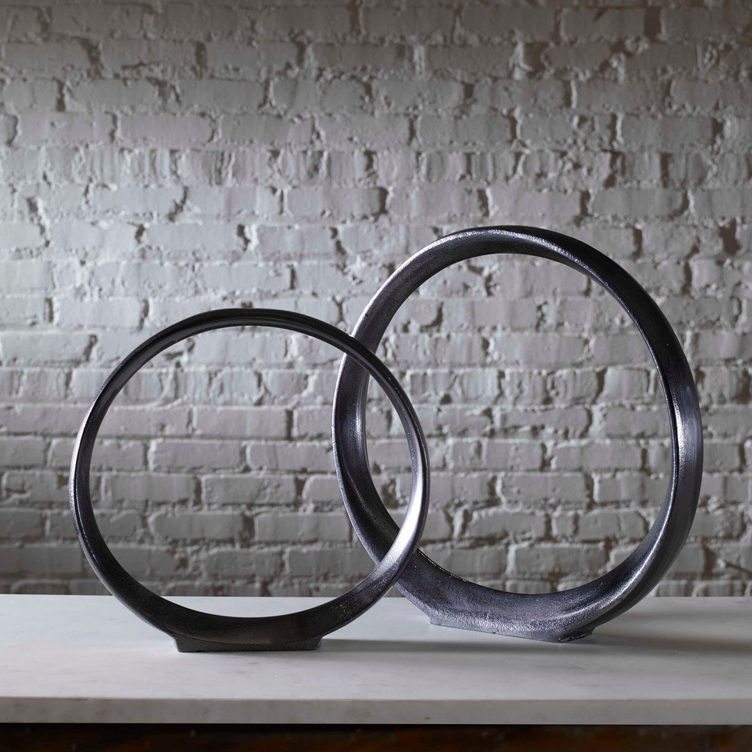 Orbits Black Ring Sculptures Set of 2 Accessories Uttermost