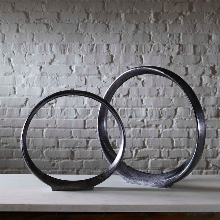 Orbits Black Ring Sculptures Set of 2 Accessories Uttermost