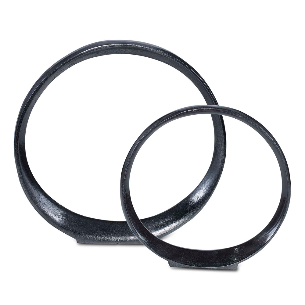 Orbits Black Ring Sculptures Set of 2 Accessories Uttermost