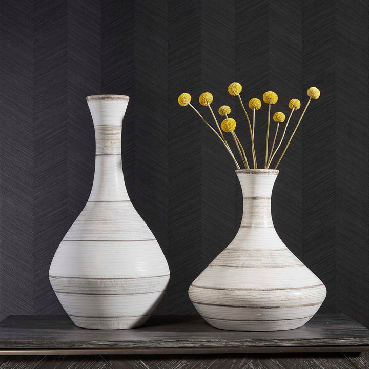 Potter Fluted Striped Vases Set of 2 Accessories Uttermost