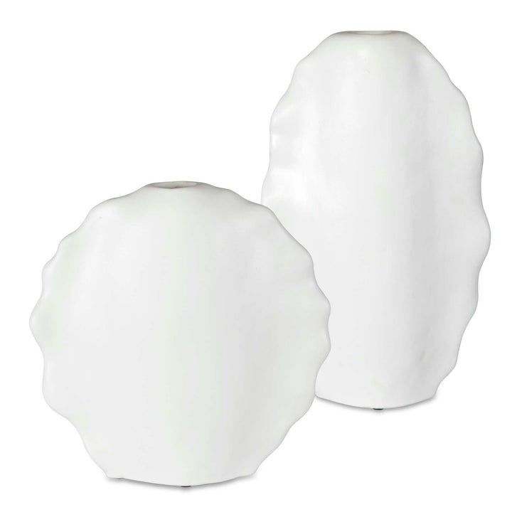 Ruffled Feathers Modern White Vases Set of 2 Accessories Uttermost