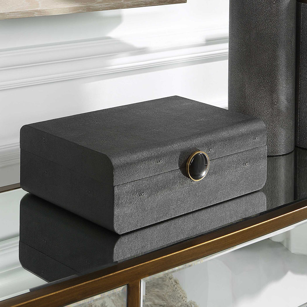 Lalique Black Shagreen Box Accessories Uttermost
