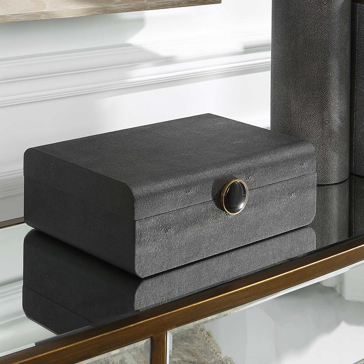 Lalique Black Shagreen Box Accessories Uttermost