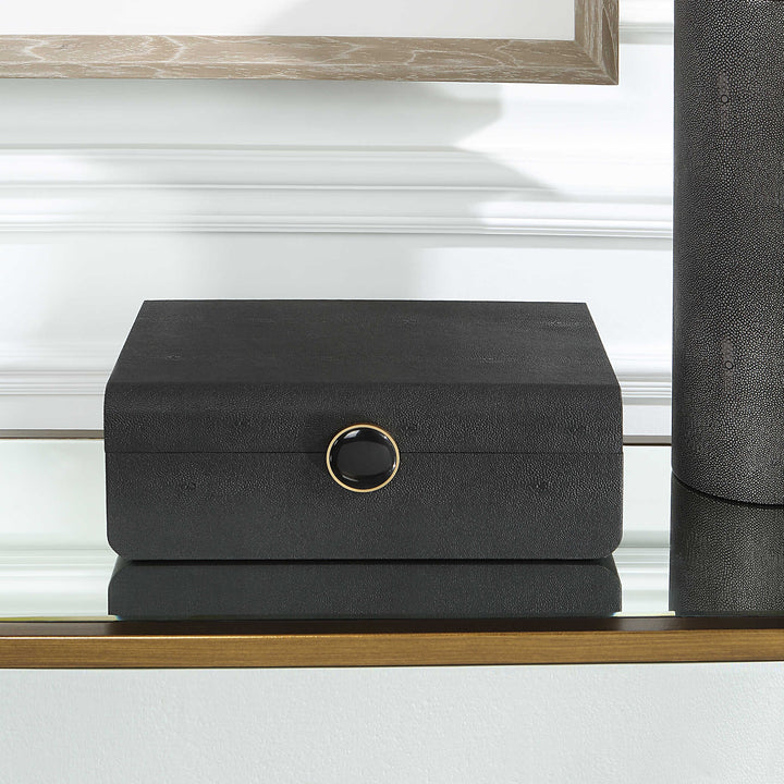 Lalique Black Shagreen Box Accessories Uttermost