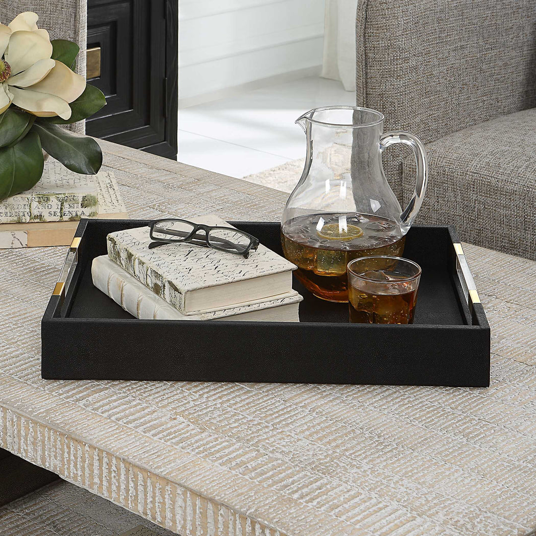 Wessex Black Shagreen Tray Accessories Uttermost
