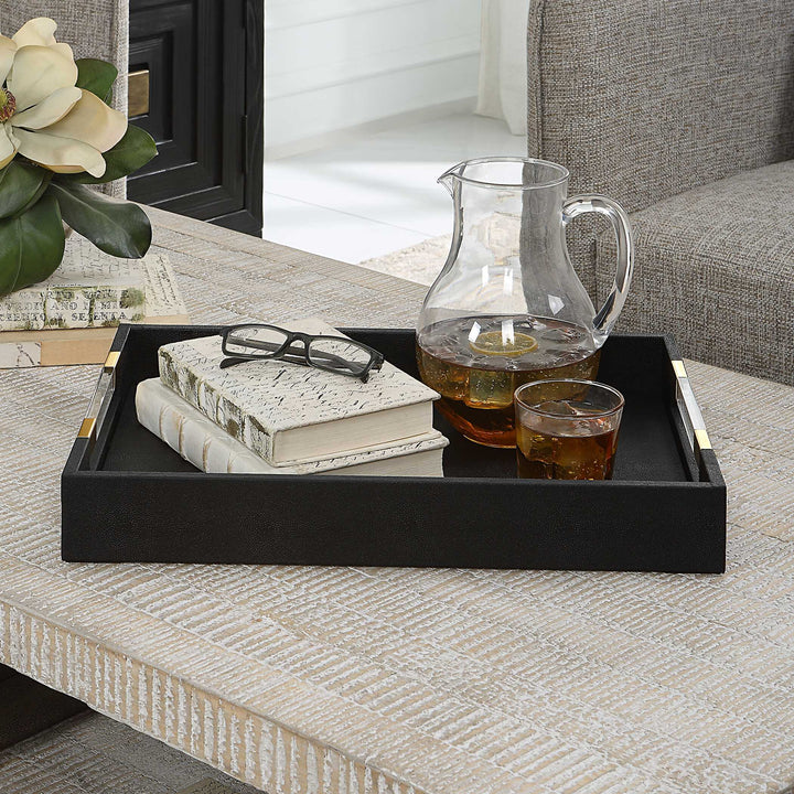 Wessex Black Shagreen Tray Accessories Uttermost