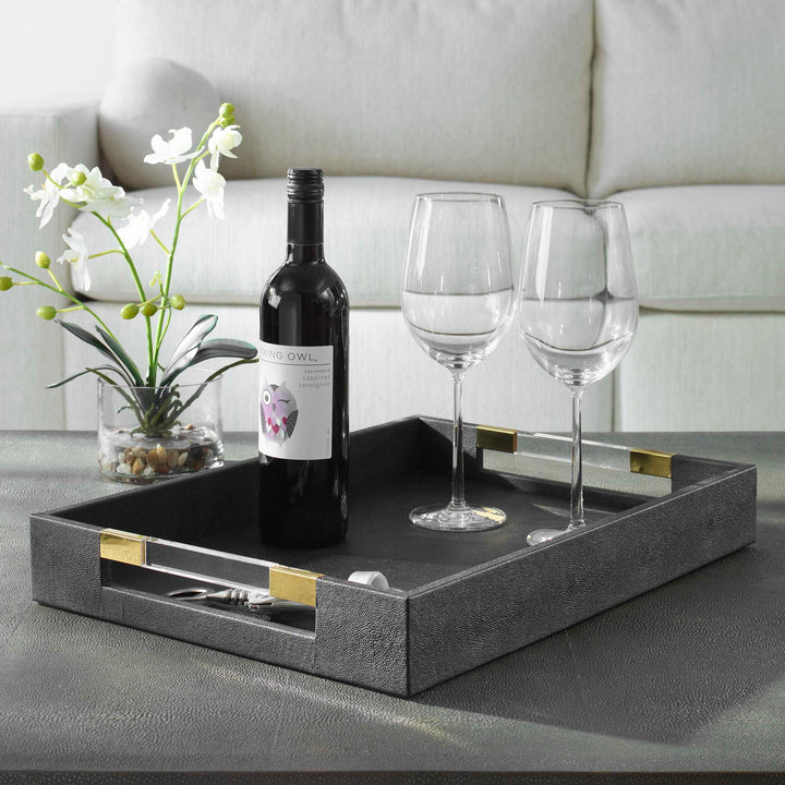 Wessex Black Shagreen Tray Accessories Uttermost