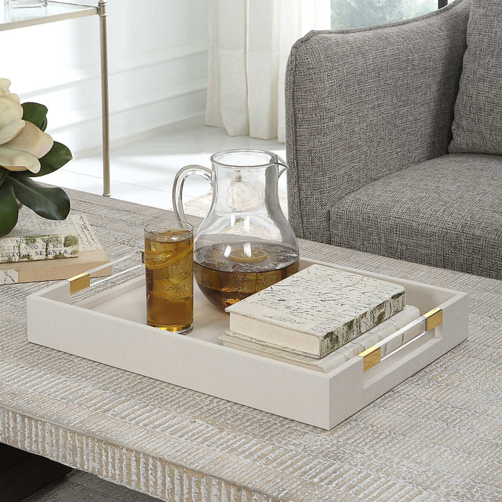 Wessex White Shagreen Tray Accessories Uttermost