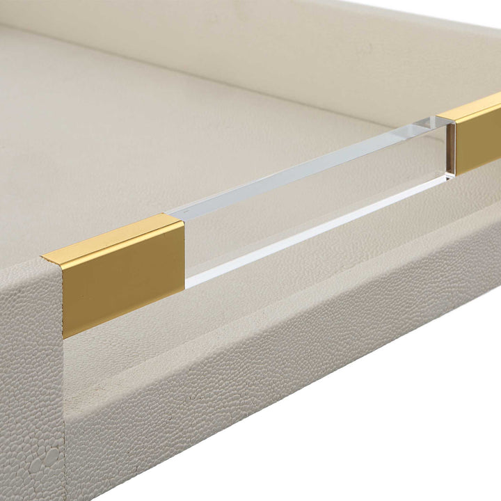 Wessex White Shagreen Tray Accessories Uttermost