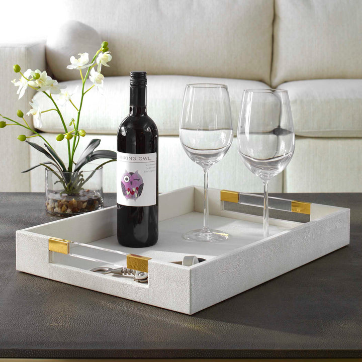 Wessex White Shagreen Tray Accessories Uttermost
