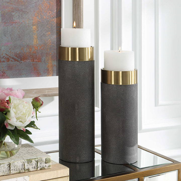 Wessex Gray Candleholders Set of 2 Accessories Uttermost