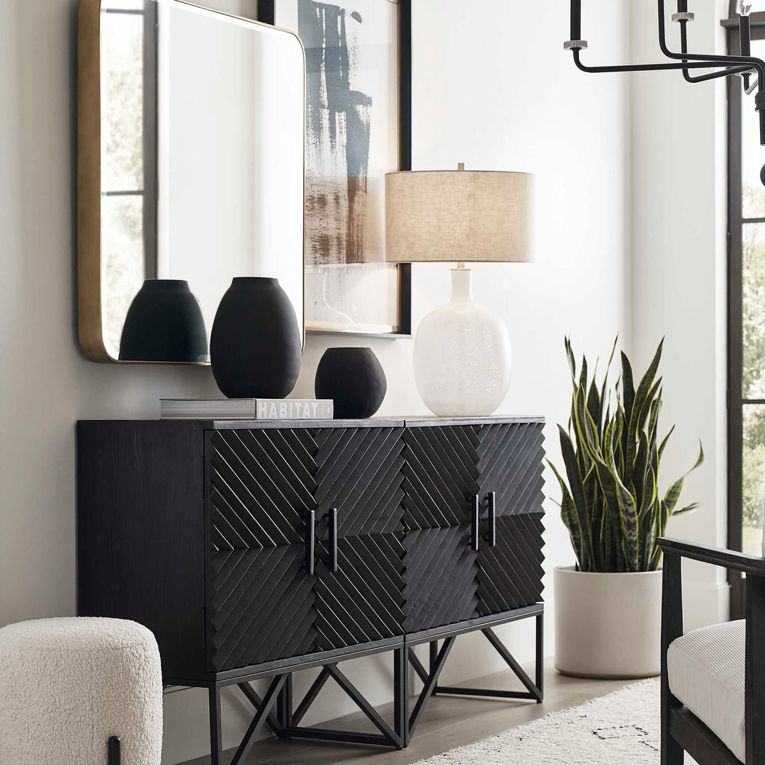Hearth Matte Black Vases Set of 3 Accessories Uttermost