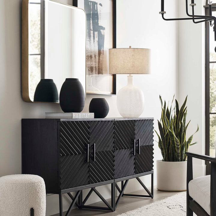 Hearth Matte Black Vases Set of 3 Accessories Uttermost