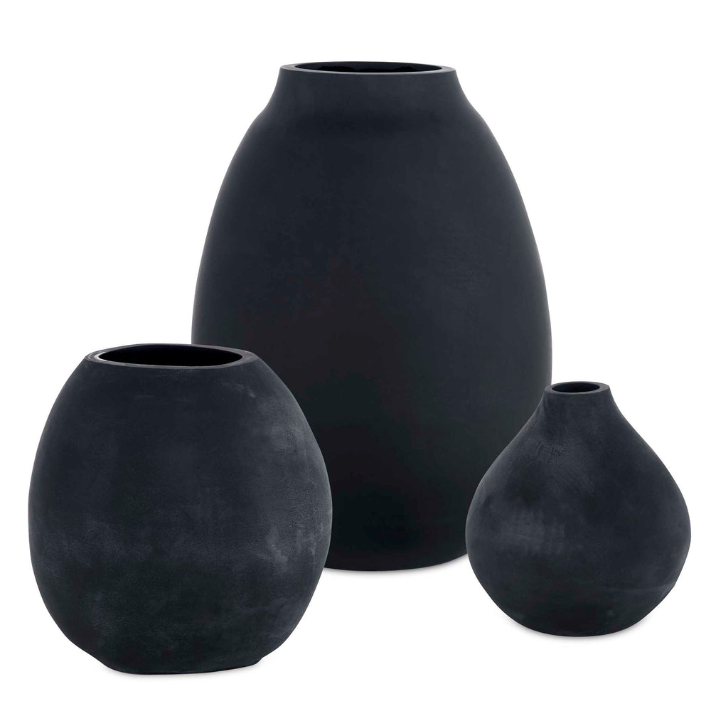 Hearth Matte Black Vases Set of 3 Accessories Uttermost